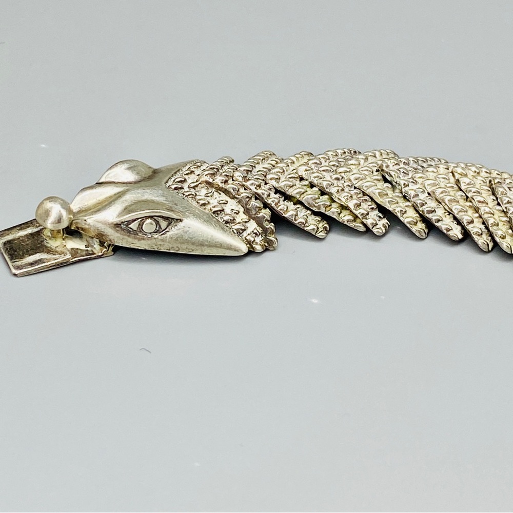 Vintage Taxco Sterling Silver D’Molina Cayman / Crocodile Bracelet Mexico - Picture 5 of 16